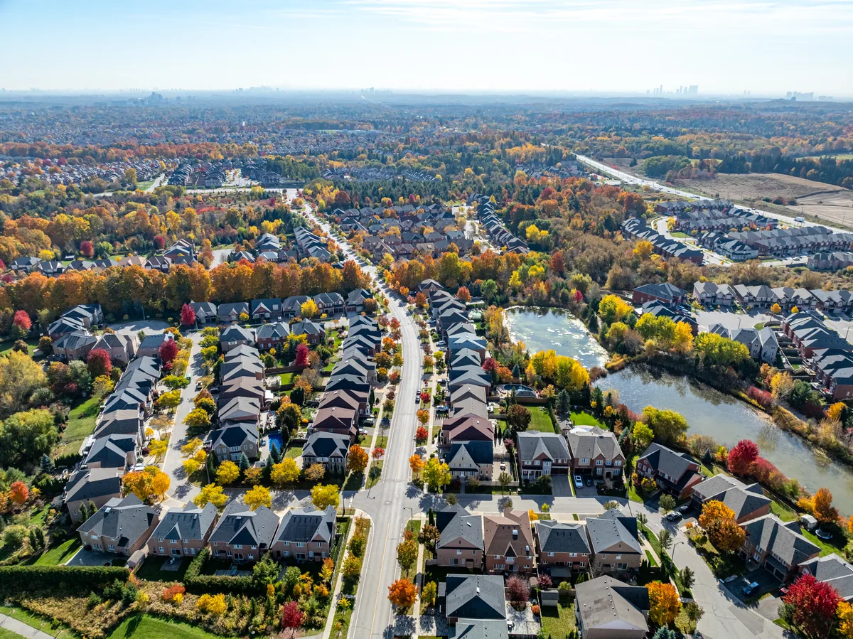 Aerial view of a GTA residential neighbourhood