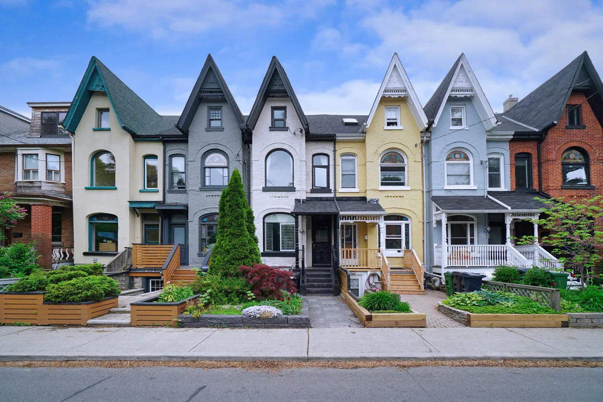 Victorian brick houses on a Toronto street